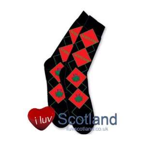    Argyll Design Red Thistle Scotland Black Socks Toys & Games