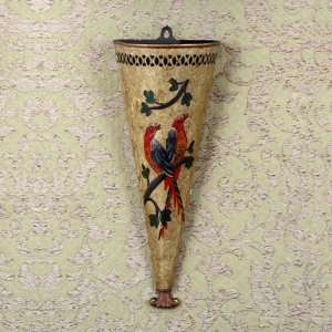  16 Tole Painting Love Parrots Wall Vase