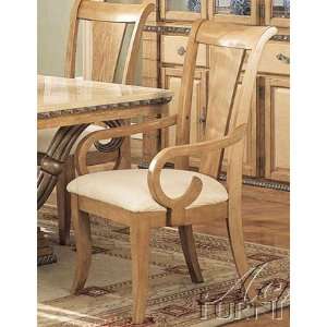  Set of 2 Dining Arm Chairs Light Maple Finish: Furniture 