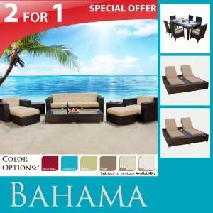  NEW MODERN OUTDOOR SOFA SET & DINING SET & 2 DBL CHAISES 