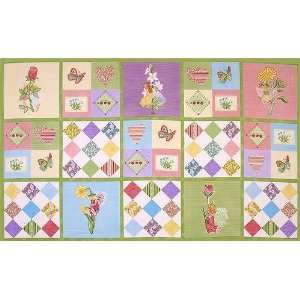  44 Wide Just For Friends Block Panel Lime Fabric By The 