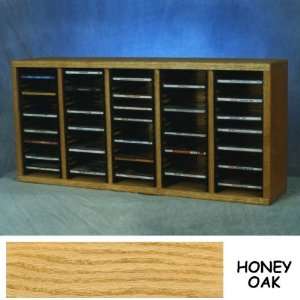 Solid Oak CD Cabinet with Slots   Holds 100 CDs (Honey Oak) (14.25H x 