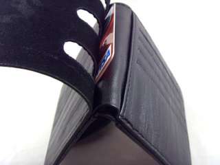   Bifold Up Hasp Dark Black PU Leather Zip Purse Wallet ID Holder  