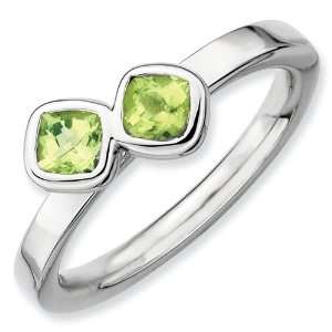   Stackable Expressions Db Cushion Cut Peridot Ring Size 6: Jewelry