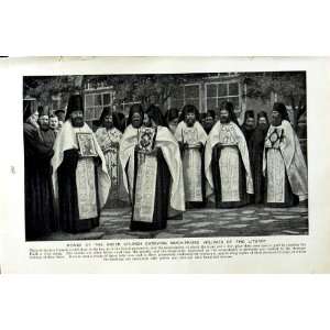  c1920 MONKS GREEK CHURCH LITURGY THEBES THEBAN MEN
