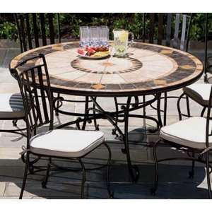   Home Compass 60 inch Round Table with Umbrella Hole: Furniture & Decor