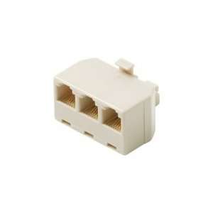  Ivory 6 Conductor Triplex In Wall Adapter High impact ABS 