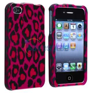 Snap on Hot Pink Leopard Hard Plastic Back Cover Shell Case For iPhone 