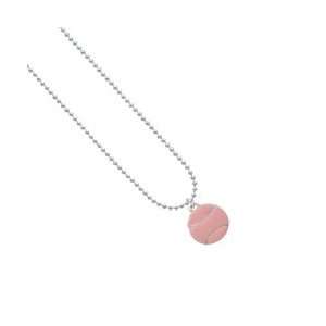  Large 2 D Pink Tennisball   Silver Plated Ball Chain Charm 