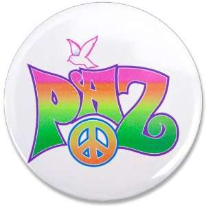   Button Paz Spanish Peace with Dove and Peace Symbol 