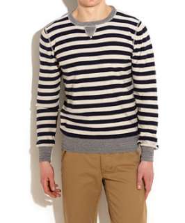 Oatmeal (Stone ) Striped Crew Neck Jumper  249379014  New Look