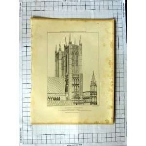  1825 Lincoln Cathedral Towers Turret Pugin Keux Britton 