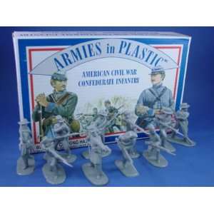   Plastic 54mm Civil War Confederate Infantry 20 Figures Gray: Toys