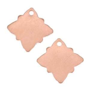  Solid Copper Blank Stamping Ornate Tilted Square Charms 