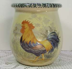   Ware Pottery Rooster/Chicken Kitchen Gadget Jar Crock USA made  