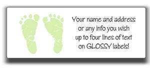 Mint Green Footprints Baby Shower Personalized Address Labels GLOSSY 
