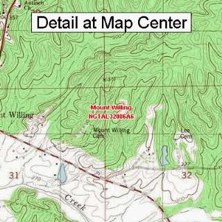   Map   Mount Willing, Alabama (Folded/Waterproof)