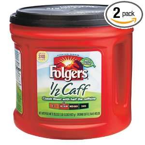 Folgers Coffee Ground Half Caffeine, 29.2 Ounce Packages (Pack of 2)