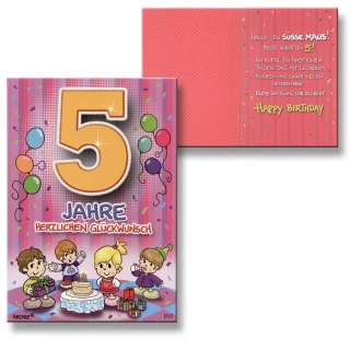 Archie Geburtstagskarte zum 5. Geburtstag Mädchen lila 