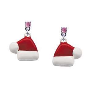  Santas Hat Light Pink Swarovski Post Charm Earrings: Arts 