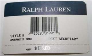 Ralph Lauren Polo Brown Leather Pocket Secretary NIB  