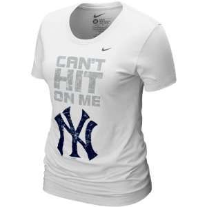  Nike New York Yankees Ladies White Cant Hit On Me T shirt 