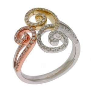  Tri Gold M. Pave Ring Jewelry
