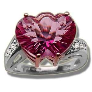    .075 ct 14X10 mm Double Heart Mystic Pink Topaz T/T Ladies Jewelry