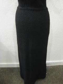 vtg 40s Black Pebble Knit Evening Wiggle Maxi Dress  