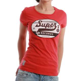 Superdry T Shirt Women   LONGPLAYER   Soda Pop Red  