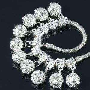 Dangling Inlay White Crystal Ball Shape Beads 20x Pc73  