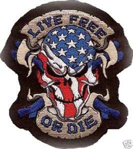 Aufnäher Patch Live Free or Die USA Skull Totenkopf Lethal Threat 