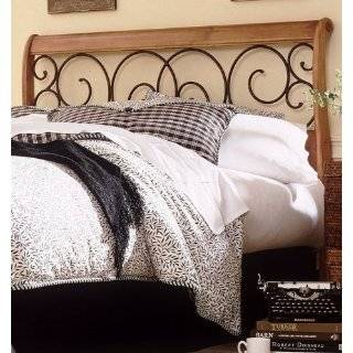   Brown & Honey Oak Finish King Size Wood Metal Bed Furniture & Decor