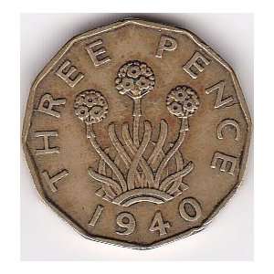  1940 Great Britain Three Pence Coin: Everything Else