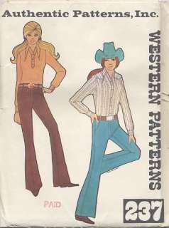 Authentic Western Patterns 237 Sz 10 Hip Hugger Jeans  