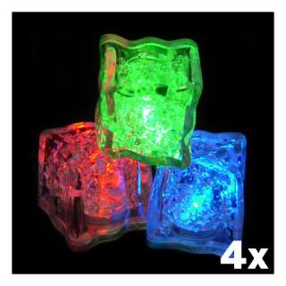 4er Set   LED Eiswürfel mit 8 Funktionen in RGB  