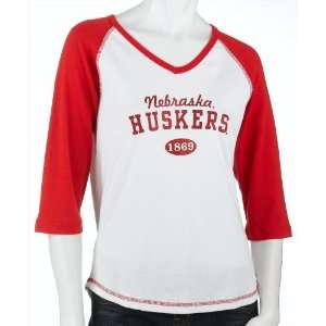   Corn Huskers Missy Knit 3/4 Sleeve V Neck Tee: Sports & Outdoors