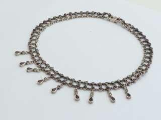   Vintage Sterling Silver Garnet Set Necklace Chain 53g 16 #75  