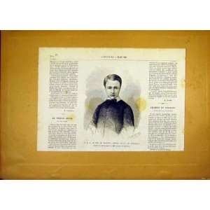  Portrait Brabant Prince Royal Belgium French Print 1868 