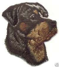 ROTTWEILER DOG HEAD EMBROIDERED IRON ON APPLIQUE  