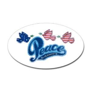    Sticker (Oval) Peace on Earth Birds Symbol 