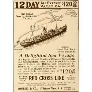  1923 Ad Red Cross Line Bowring & Company Cruise Ship 