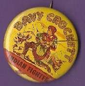 DAVID DAVY CROCKETT ~ INDIAN FIGHTER ~ RARE 36mm PIN / pinback 