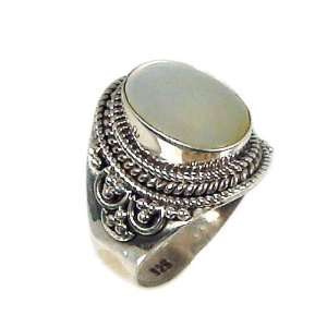  Sterling Silver Mother of Pearl Bali Style Ring Jewelry