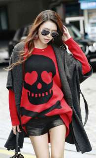 New Fashion Women Korean Skull Crewneck Knit Long Sleeve Sweater L003 