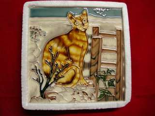 Ceramic Glazed Decorative 6 x 6 Tile 523  Cat Scene  