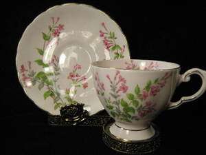 Vintage Tuscan Bone China England Pink Tea Cup & Saucer with Pink 