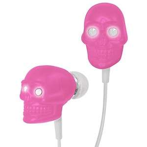   Pink Earphones Earbuds with Clear LED Eyes Blink to the Music  