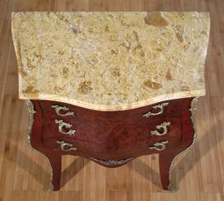 Burl Walnut FRENCH BOMBAY NIGHTSTAND BEDSIDE TABLE  