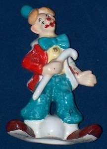 1957 VINTAGE NAPCO PAINTED CLAY CLOWN FIGURINE 4 1/2 T  